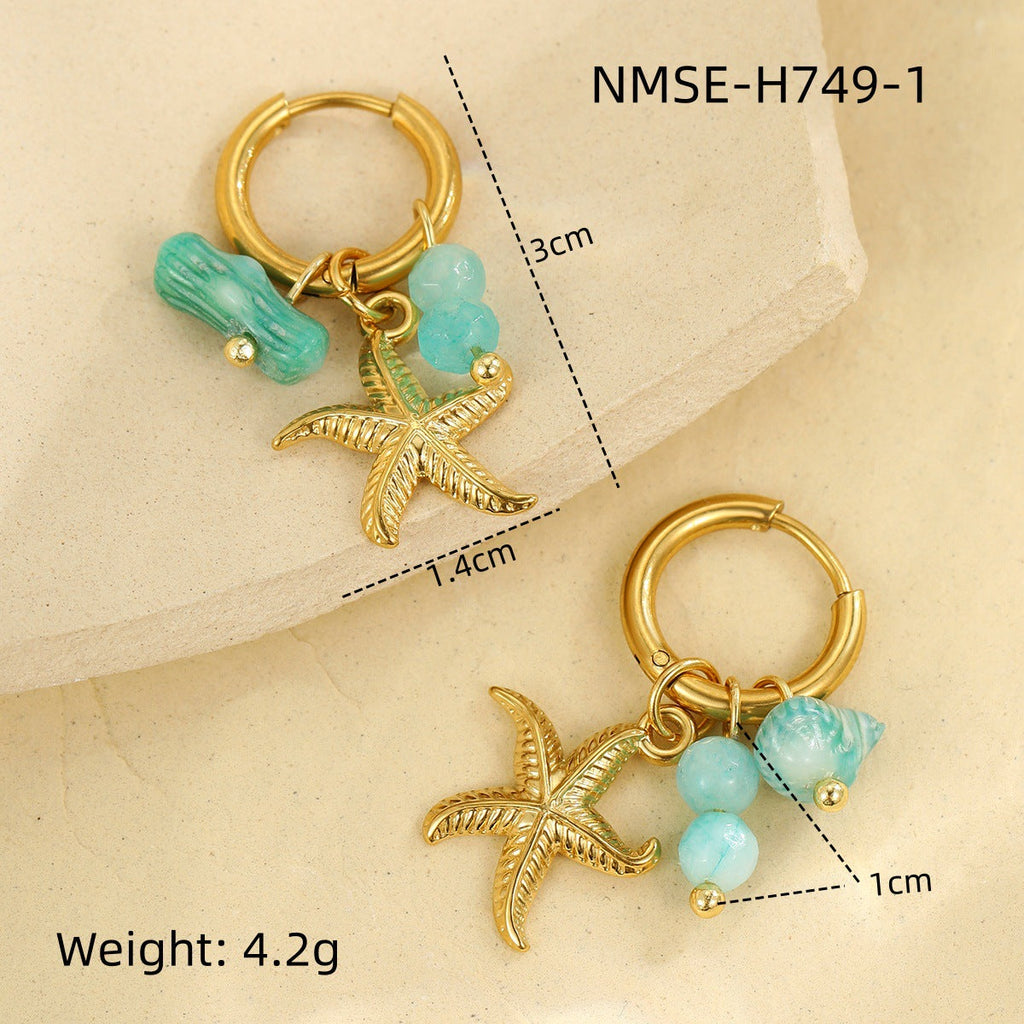 Starfish Shell Hoop Earrings — earrings, view 17