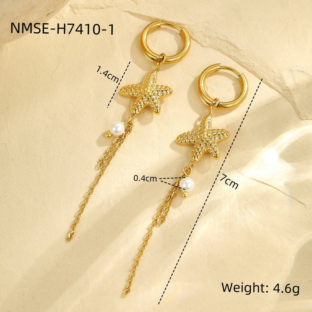 Starfish Shell Hoop Earrings — earrings, view 19
