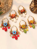 Beaded Flower Hoop Earrings — earrings