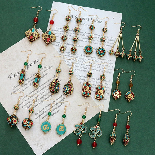 Beaded Tassel Hoop Earrings — earrings, view 2