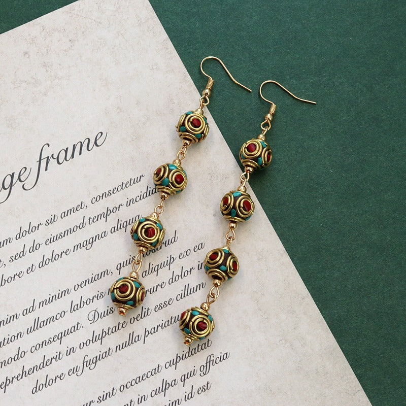 Beaded Tassel Hoop Earrings — earrings, view 3