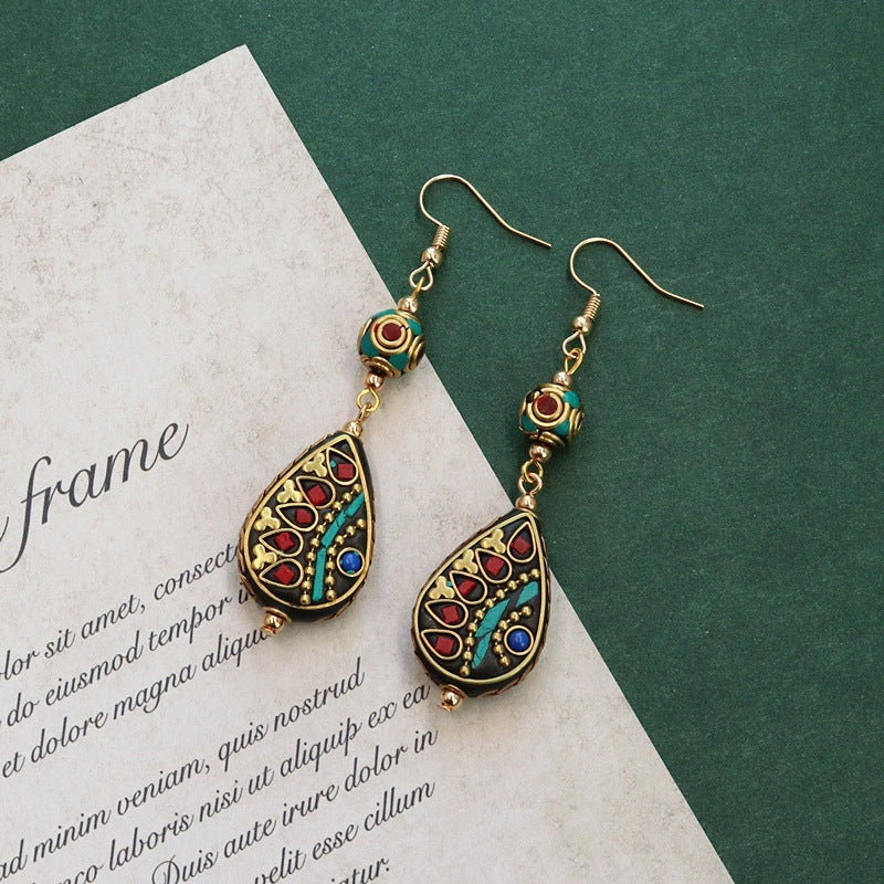 Beaded Tassel Hoop Earrings — earrings, view 4