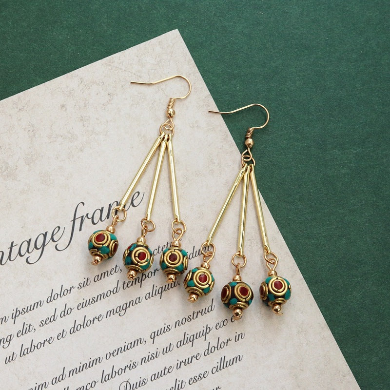 Beaded Tassel Hoop Earrings — earrings, view 9