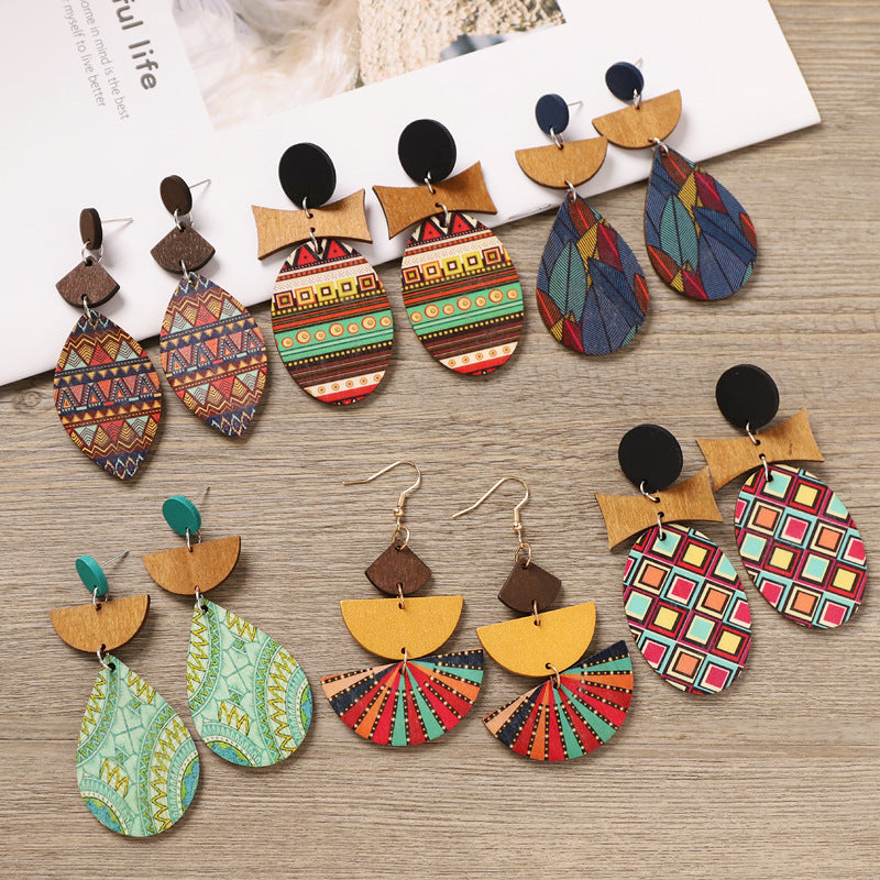 Ethnic Wood Tassel Earrings — earrings, view 2