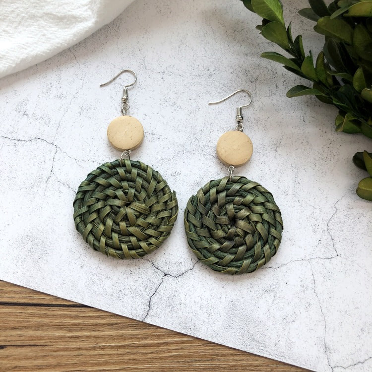 Hollow-Out Straw Beach Earrings — earrings, view 5