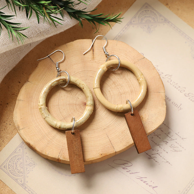 Hollow-Out Straw Hoop Earrings — earrings, view 4