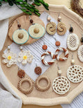 Round Straw Dangle Earrings — earrings