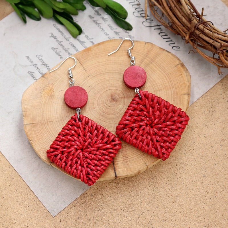 Round Straw Dangle Earrings — earrings, view 11