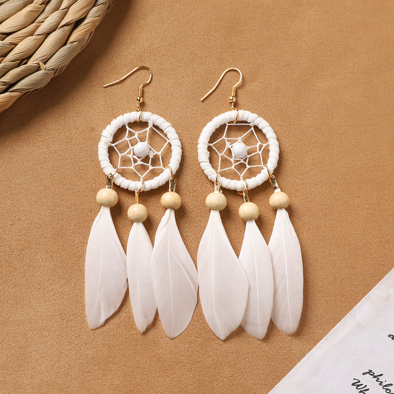 Feather Tassel Drop Earrings — earrings, view 4