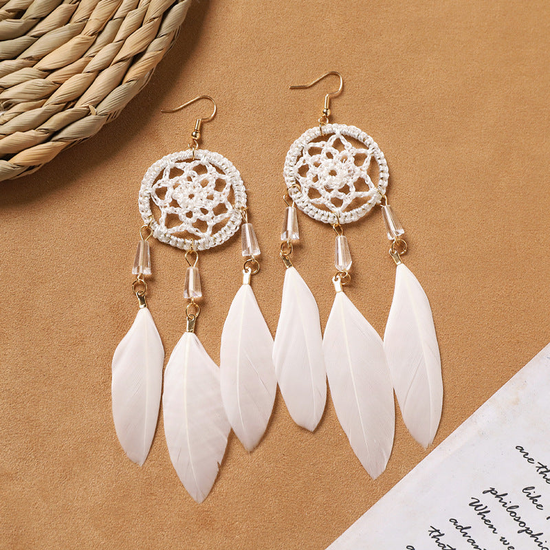 Feather Tassel Drop Earrings — earrings, view 7