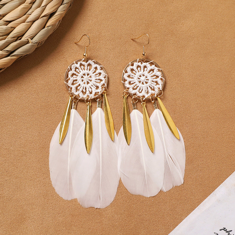 Feather Tassel Drop Earrings — earrings, view 9
