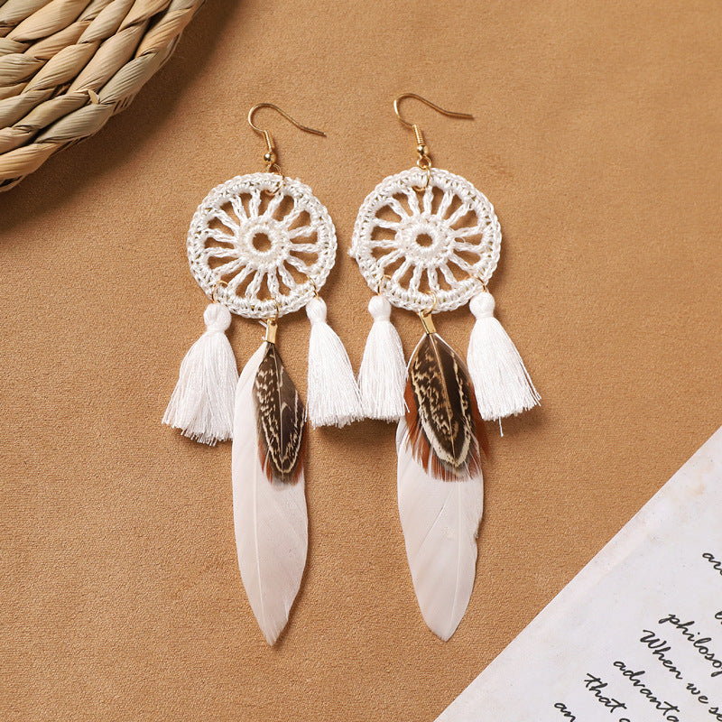 Feather Tassel Drop Earrings — earrings, view 11