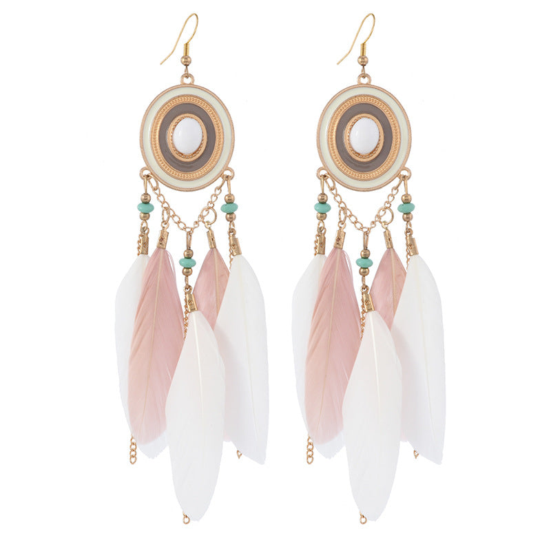 Feather Tassel Drop Earrings — earrings, view 12