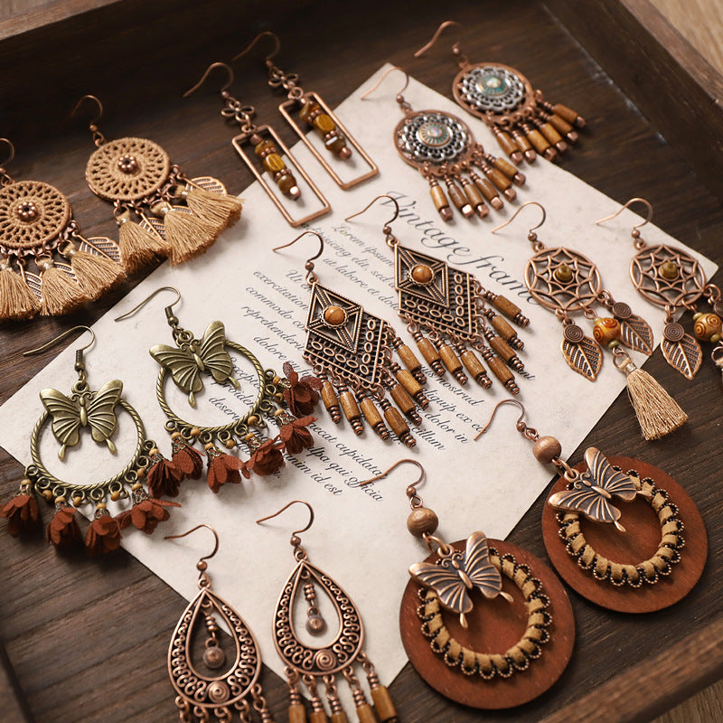 Round Skeleton Drop Earrings — earrings, view 2