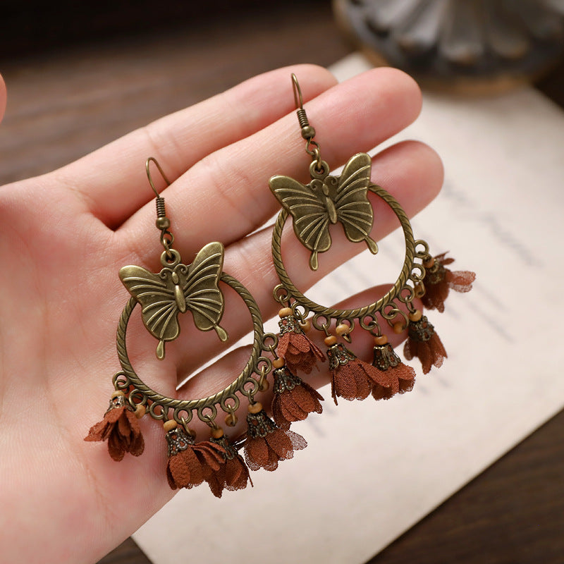 Round Skeleton Drop Earrings — earrings, view 3