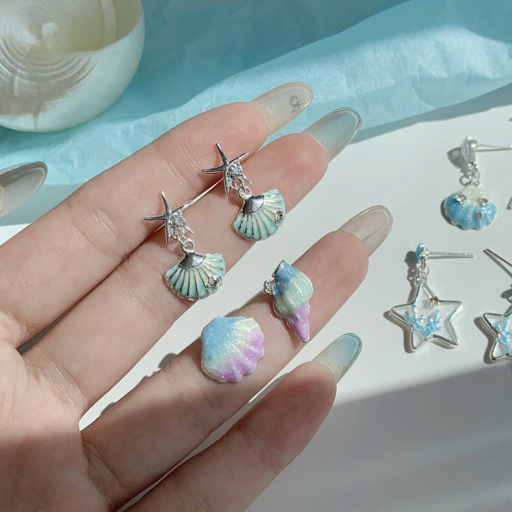 Sea Style Shell Stud Earrings — earrings, view 2