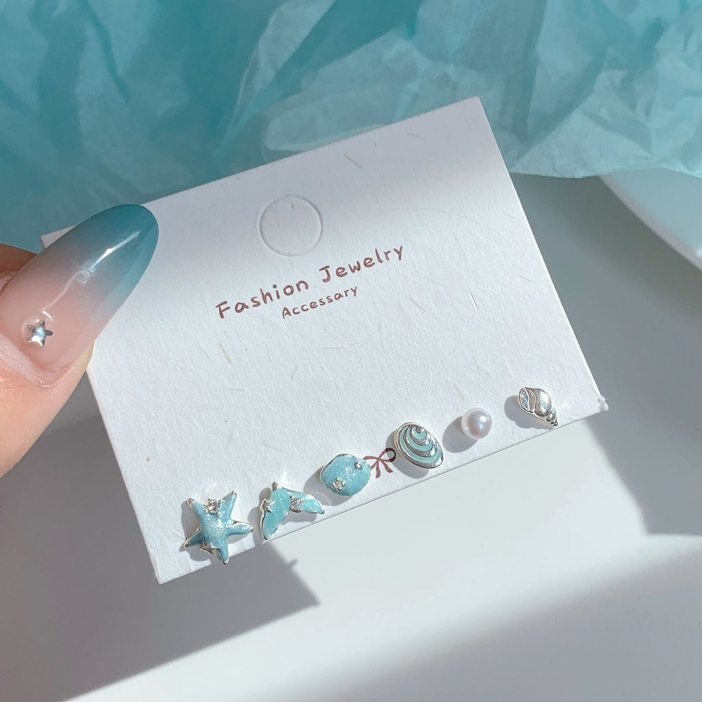 Sea Style Shell Stud Earrings — earrings, view 3