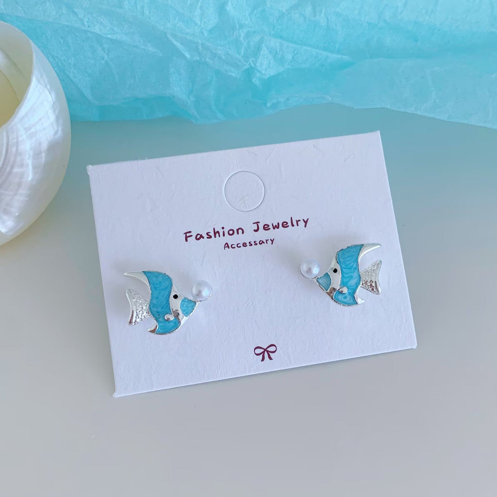 Sea Style Shell Stud Earrings — earrings, view 4