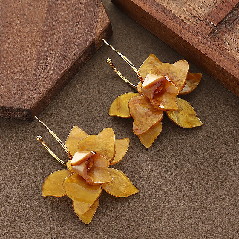Solid Colour Floral Stud Earrings — earrings, view 2