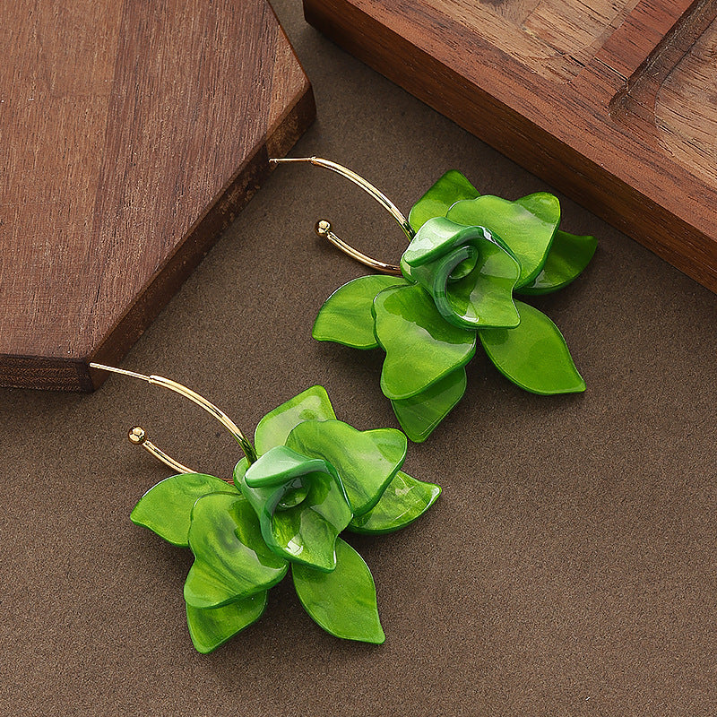Solid Colour Floral Stud Earrings — earrings, view 3