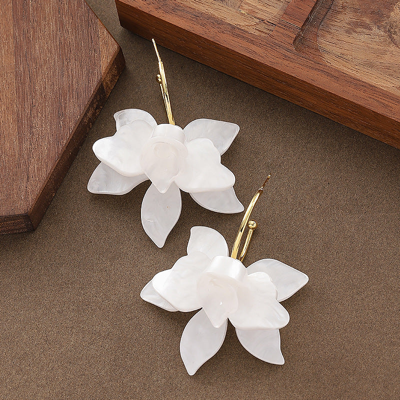 Solid Colour Floral Stud Earrings — earrings, view 4