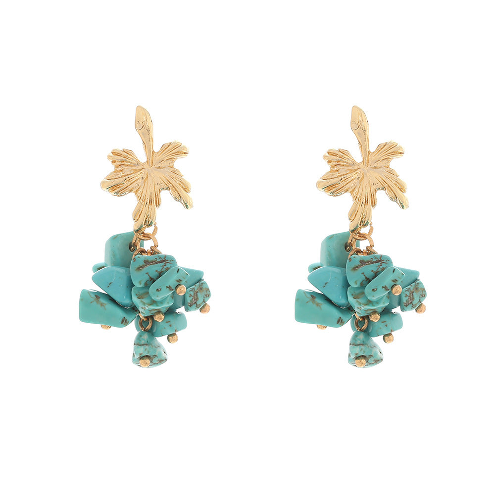 Boho Irregular Stone Tassel Earrings — earrings, view 2