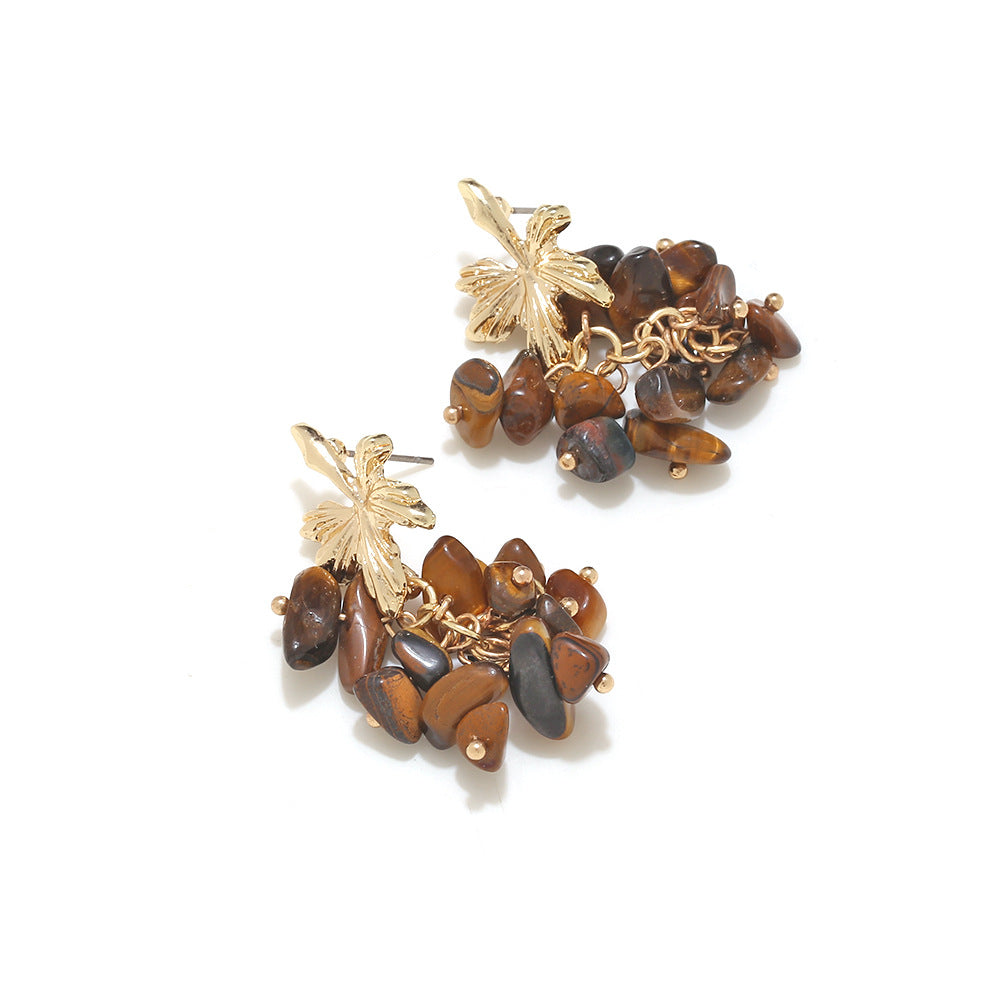 Boho Irregular Stone Tassel Earrings — earrings, view 3