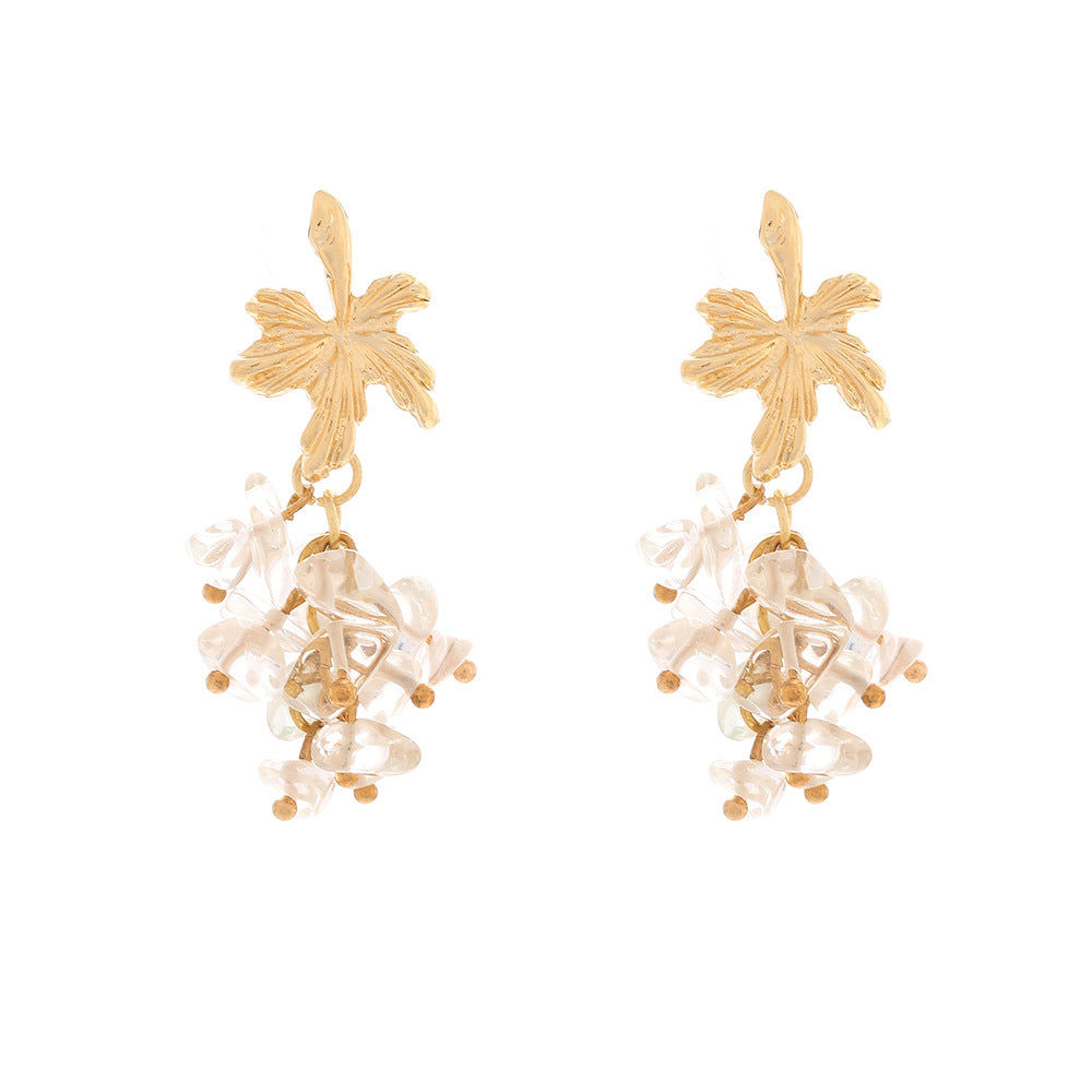 Boho Irregular Stone Tassel Earrings — earrings, view 4