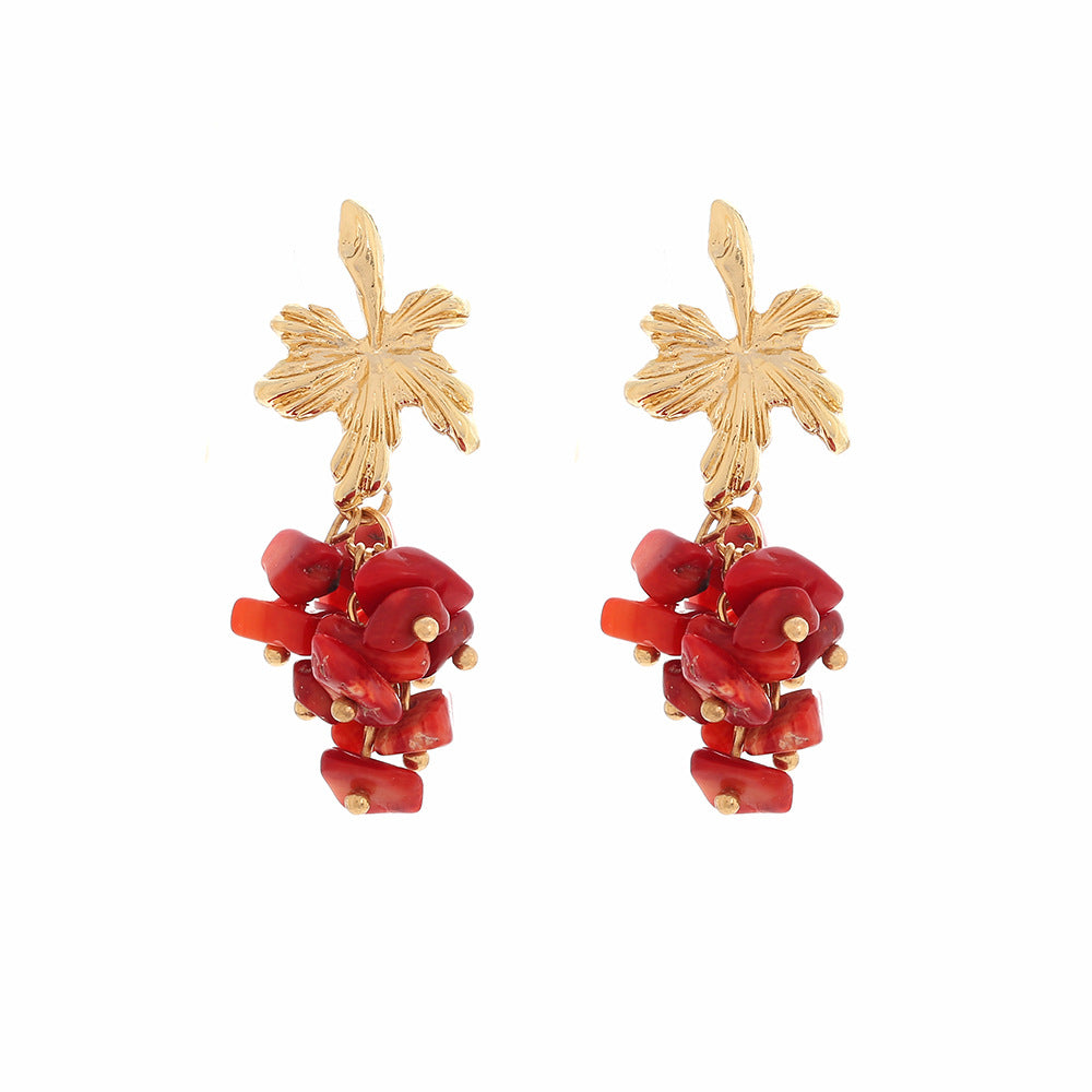 Boho Irregular Stone Tassel Earrings — earrings, view 5