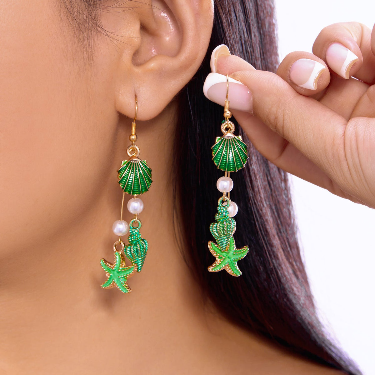 Starfish Tassel Drop Earrings — earrings, view 6