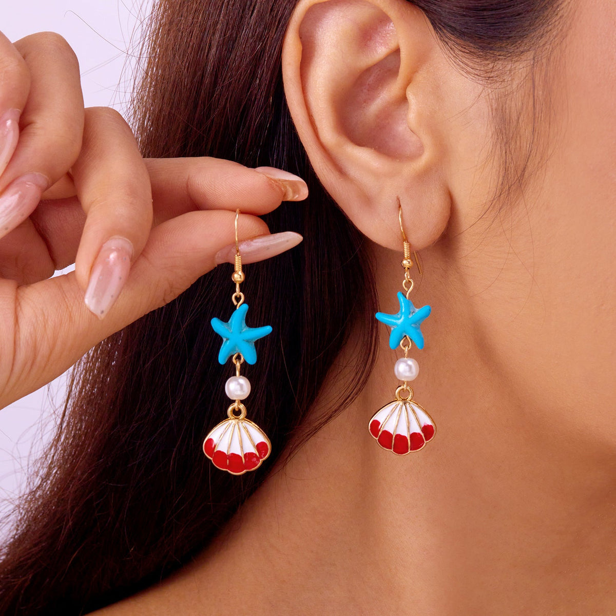 Starfish Tassel Drop Earrings — earrings, view 9