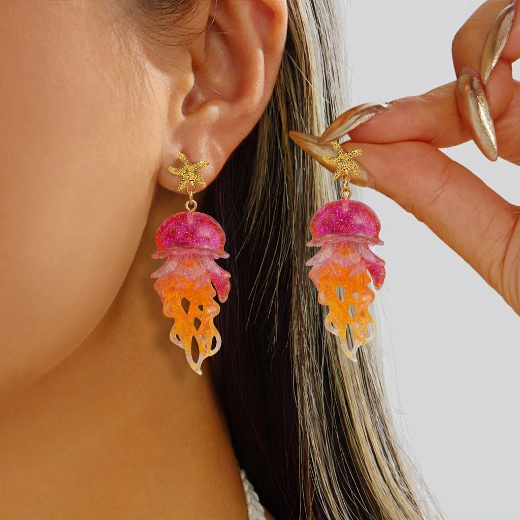 Starfish Tassel Drop Earrings — earrings, view 17