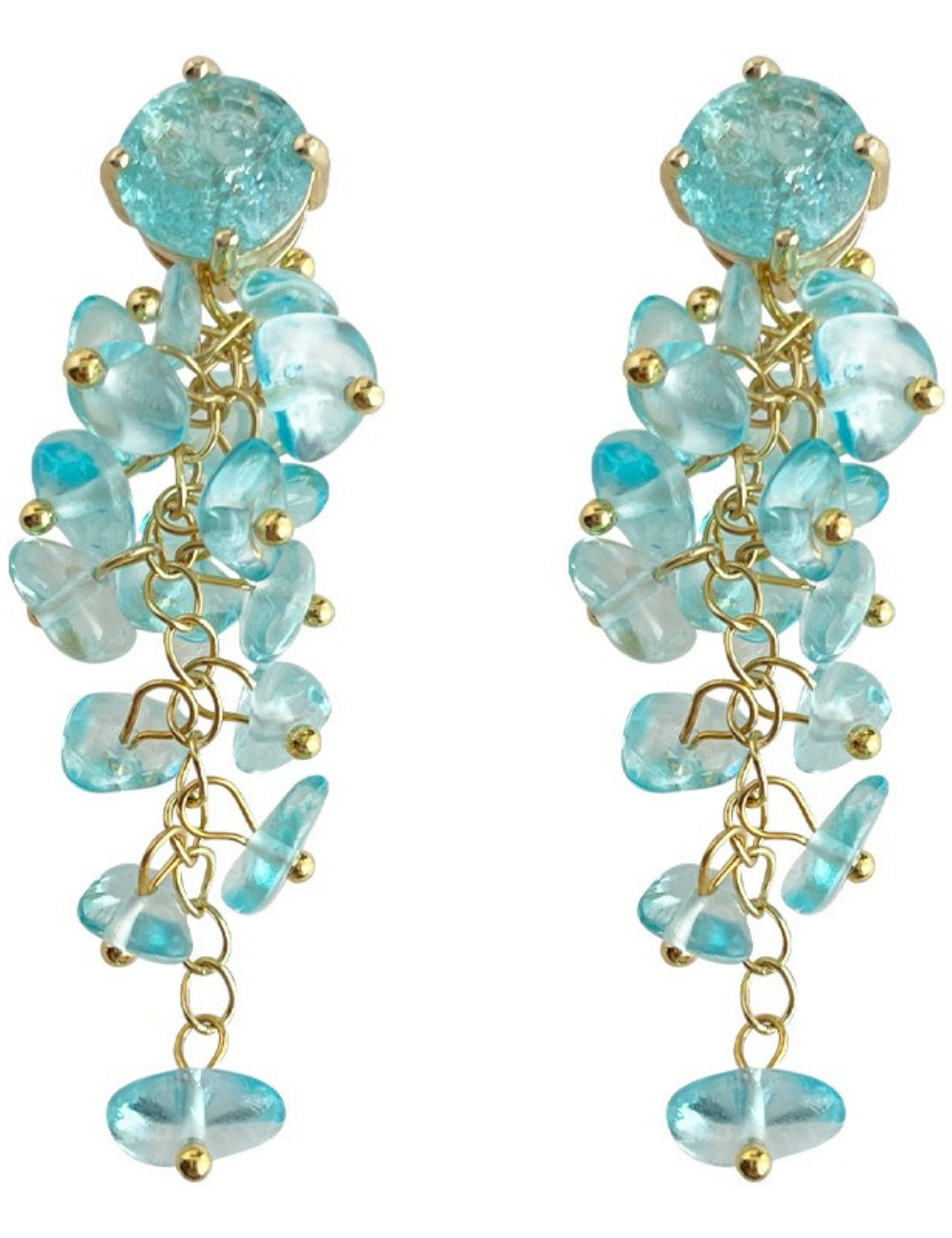 Transparent Glass Tassel Drop Earrings — sky blue earrings
