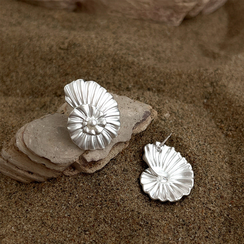 Conch Stud Earrings With Pearl Centre — earrings, view 3