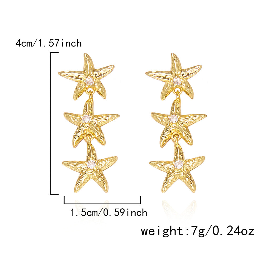 Gold-Plated Rhinestone Centre Studs — gold earrings, view 4