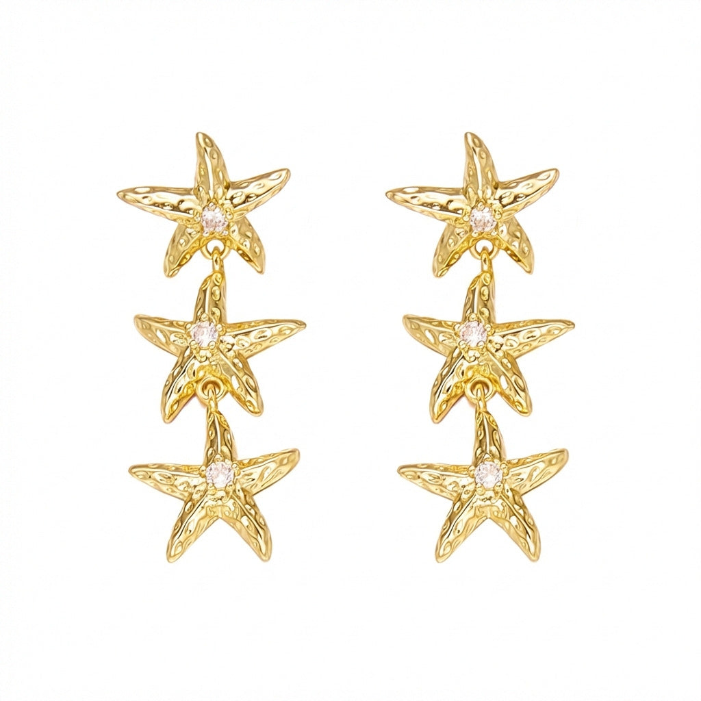 Gold-Plated Rhinestone Centre Studs — gold earrings, view 5