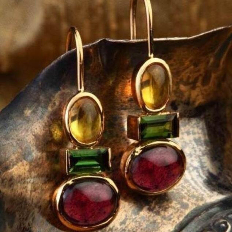 Geometric Cubic Zirconia Drop Earrings — earrings, view 3