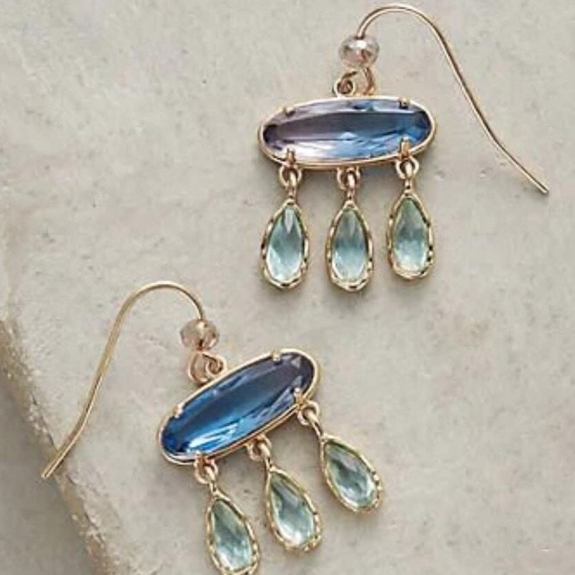 Geometric Cubic Zirconia Drop Earrings — earrings, view 4