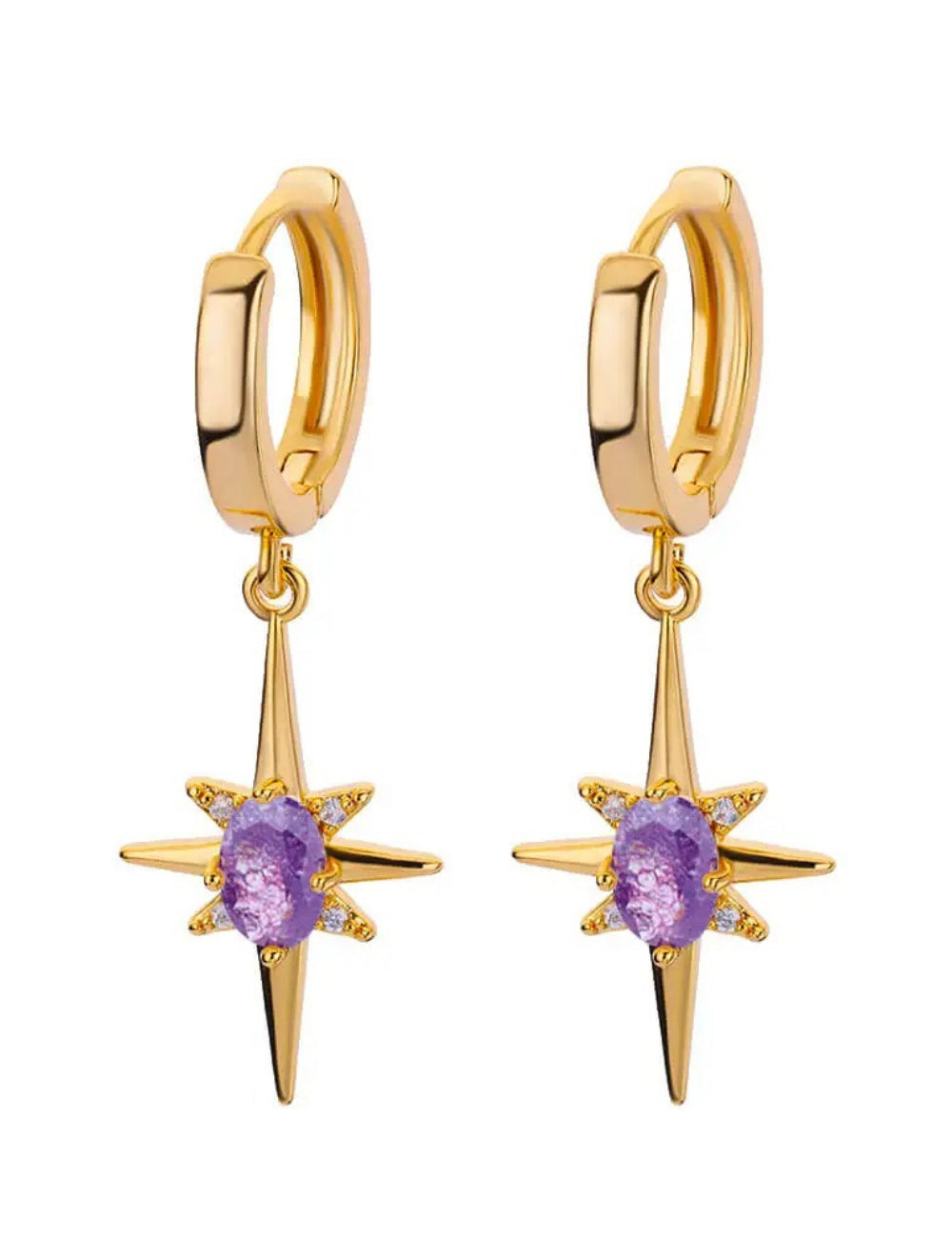 Star Pendant Stud Earrings — gold earrings