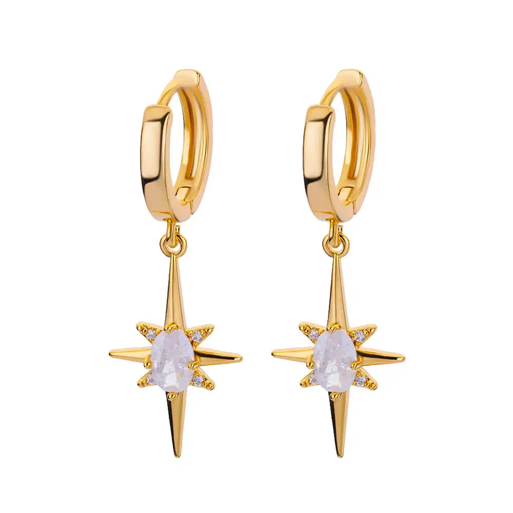Star Pendant Stud Earrings — gold earrings, view 4