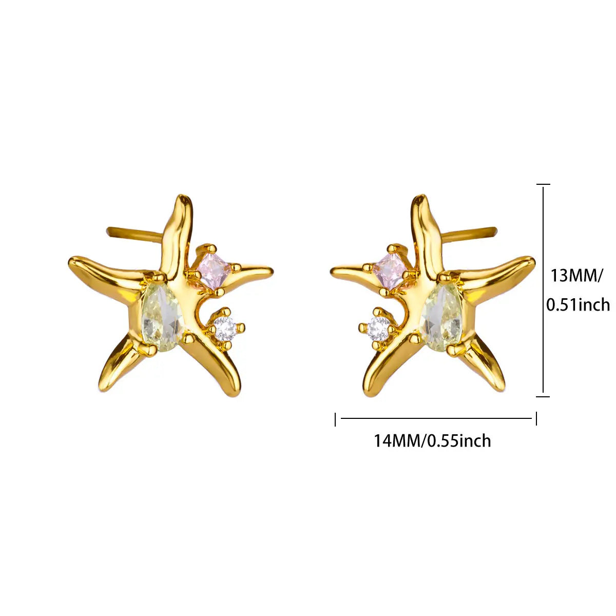Star Pendant Stud Earrings — gold earrings, view 5