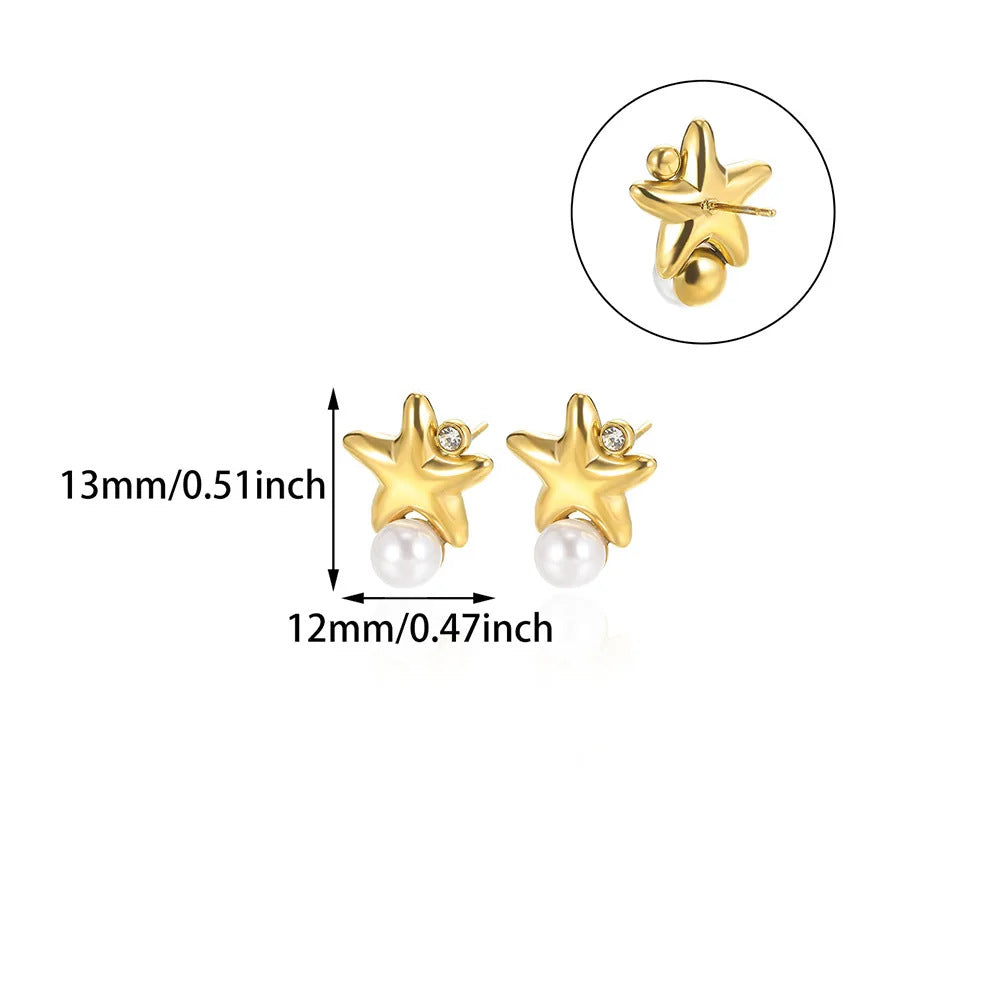 Star Pendant Stud Earrings — gold earrings, view 7