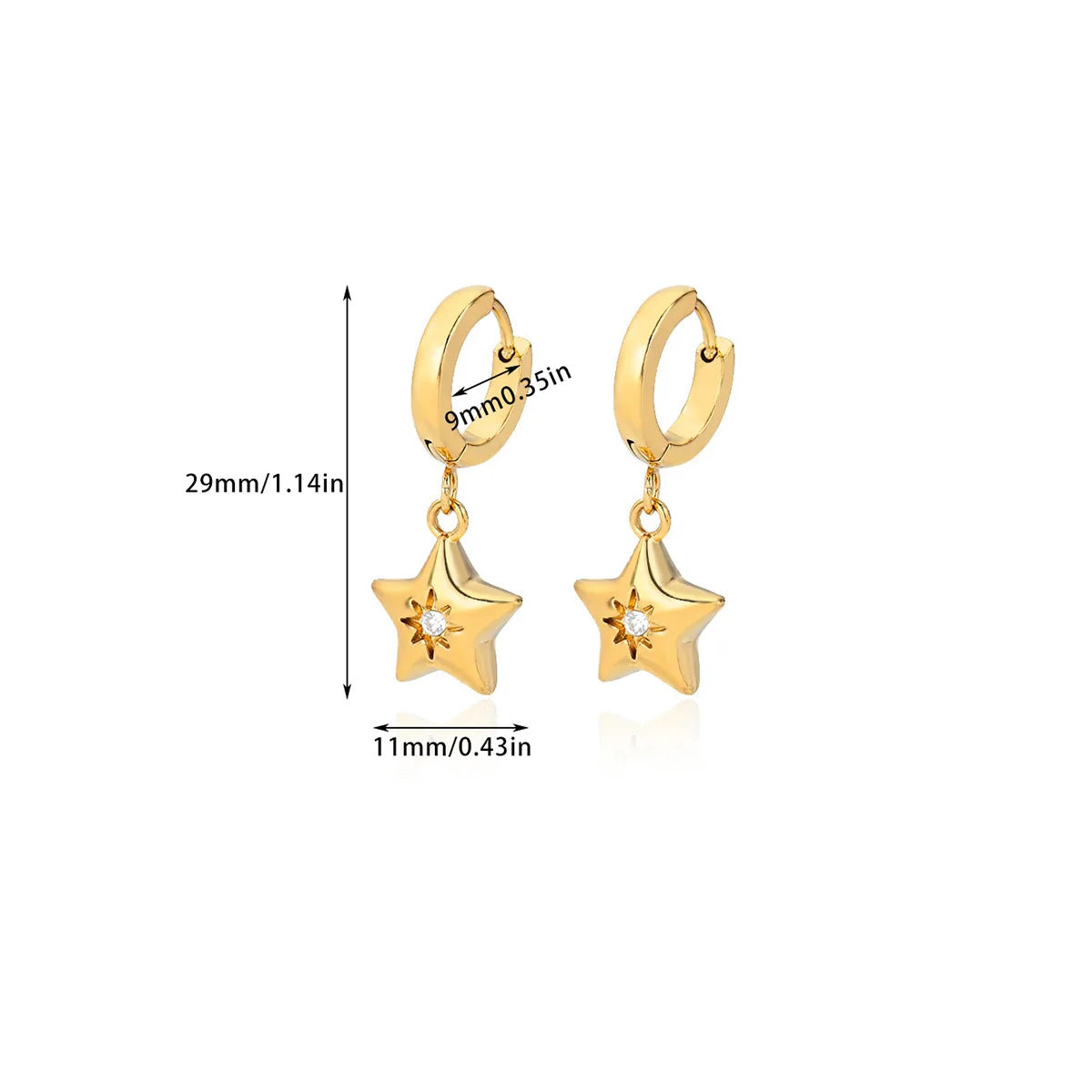 Star Pendant Stud Earrings — gold earrings, view 8