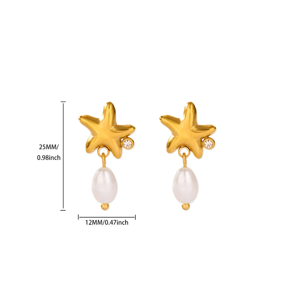 Star Pendant Stud Earrings — gold earrings, view 10