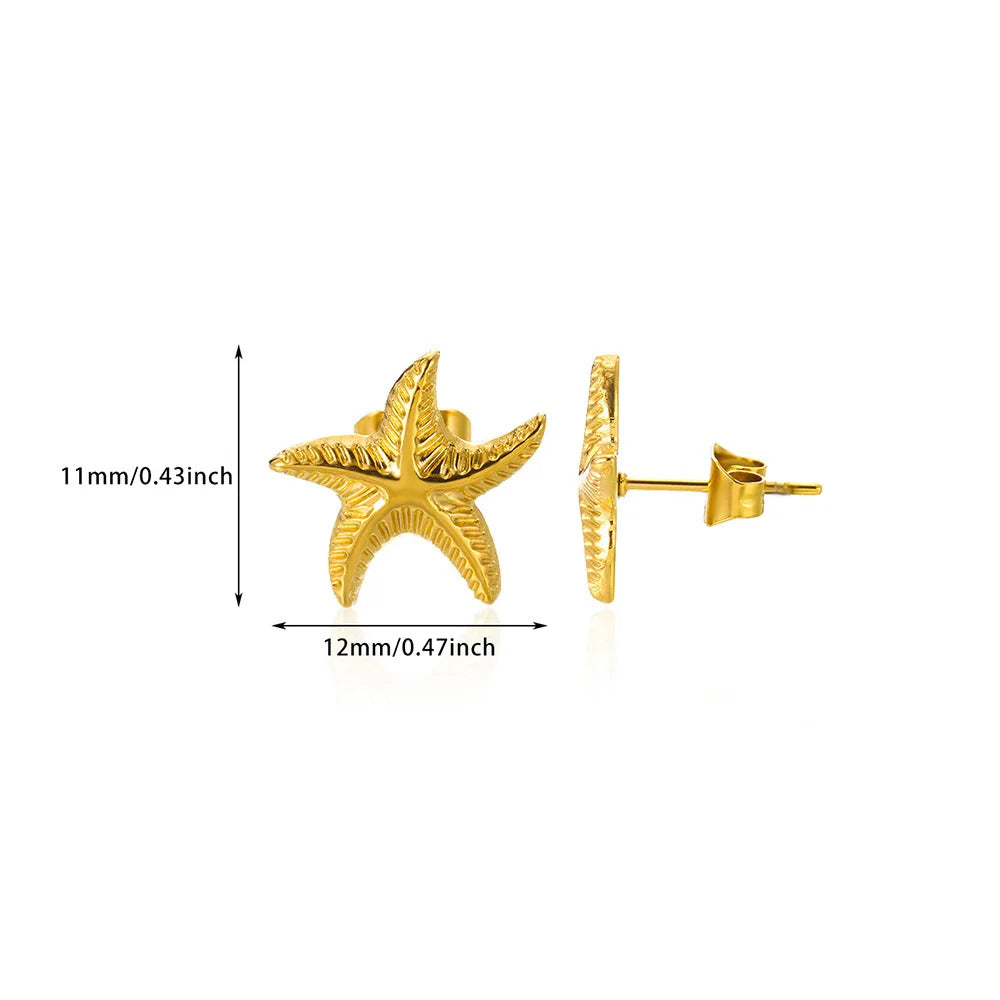Star Pendant Stud Earrings — gold earrings, view 12
