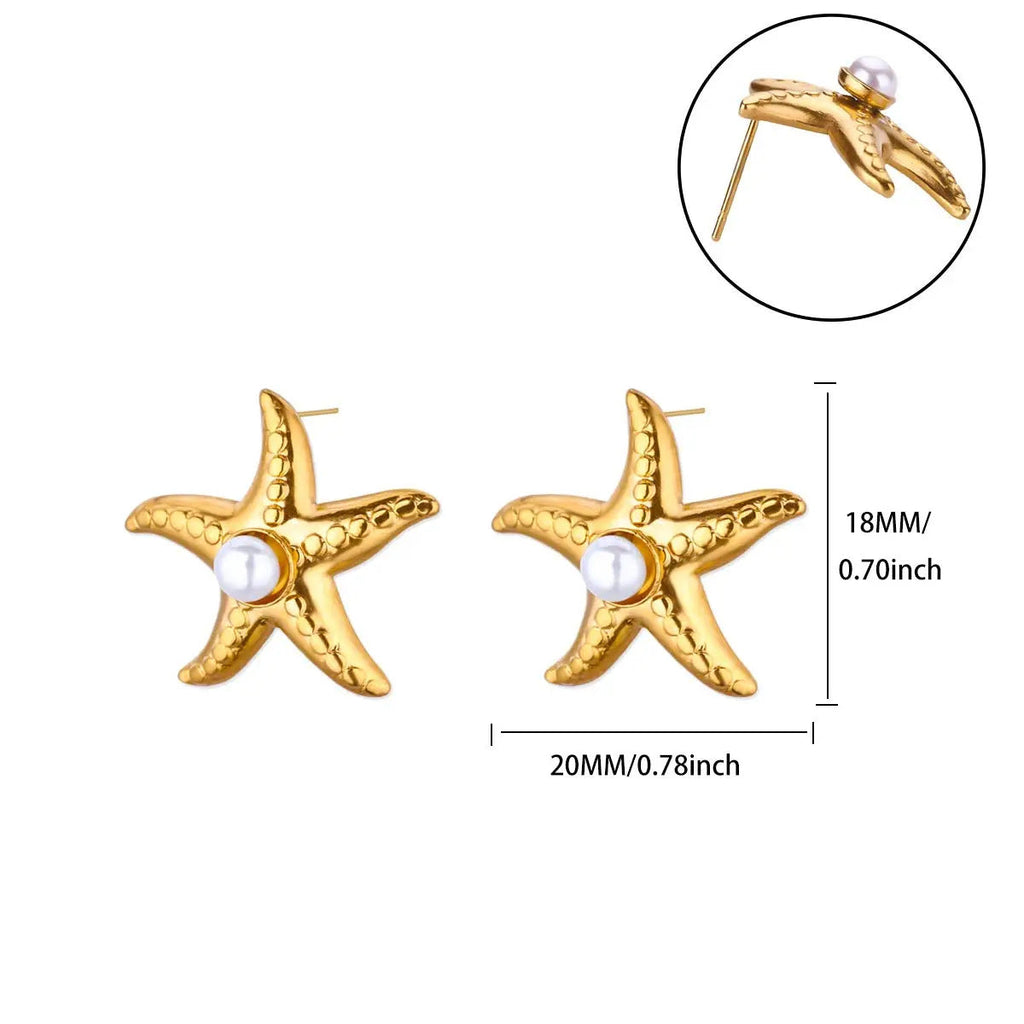 Star Pendant Stud Earrings — gold earrings, view 13