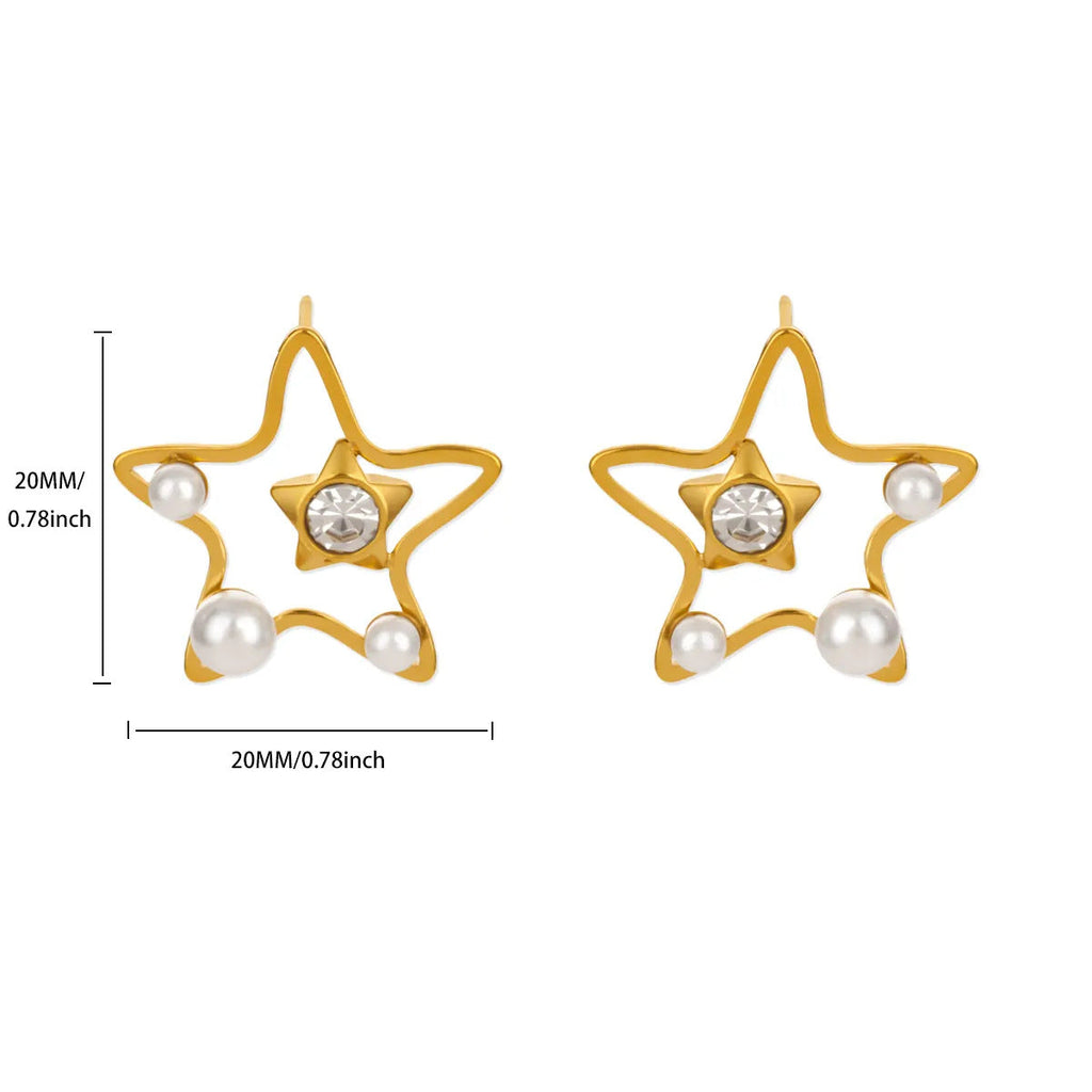 Star Pendant Stud Earrings — gold earrings, view 14