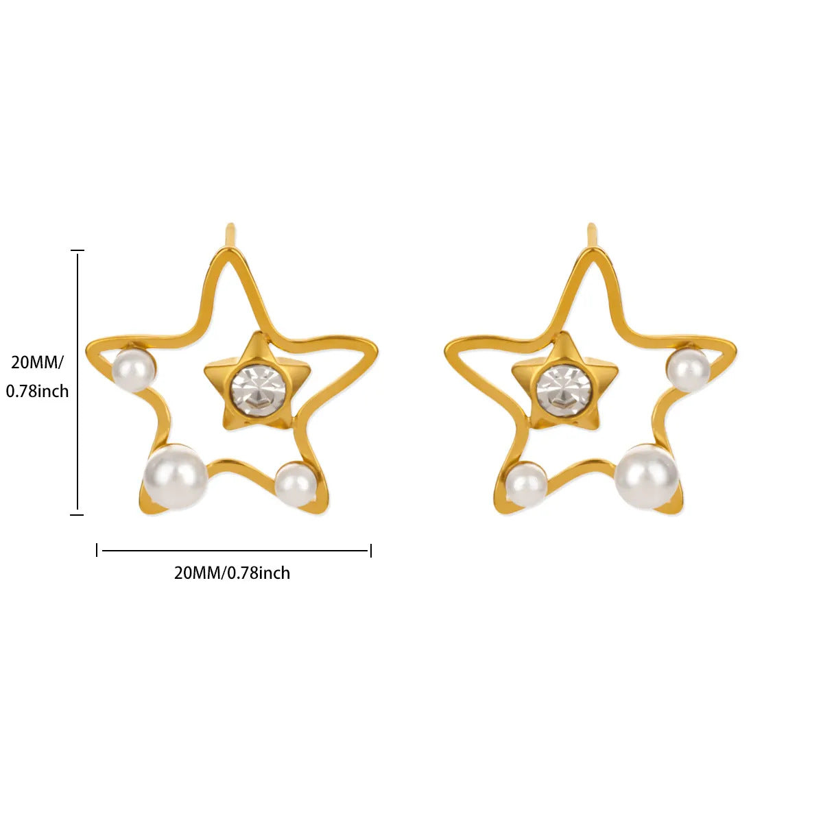 Star Pendant Stud Earrings — gold earrings, view 14