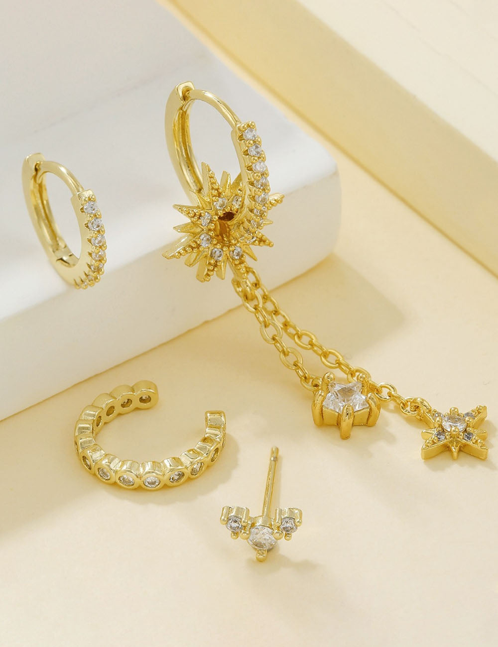 Starburst Rhinestone Dangle Earrings — earrings