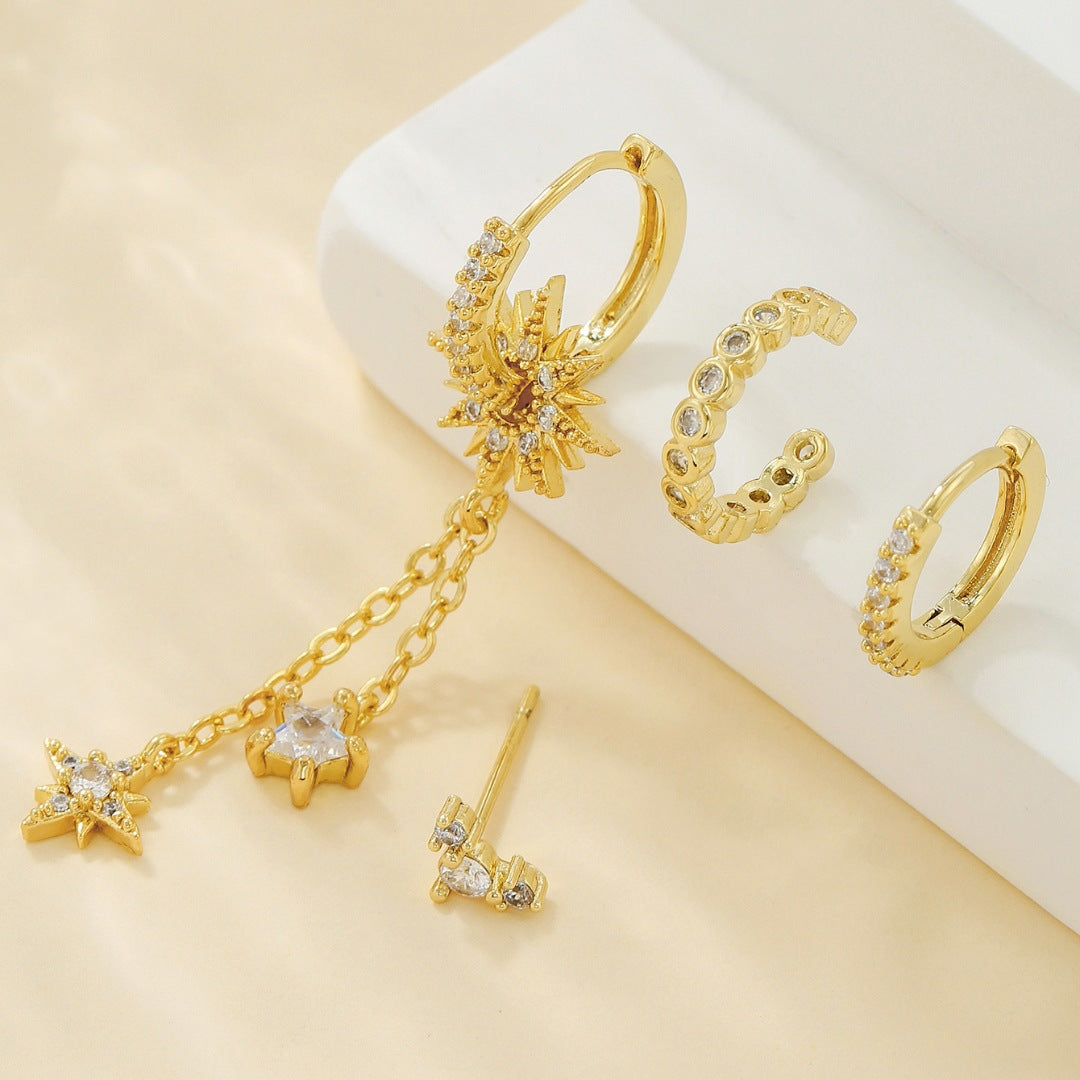 Starburst Rhinestone Dangle Earrings — earrings, view 3